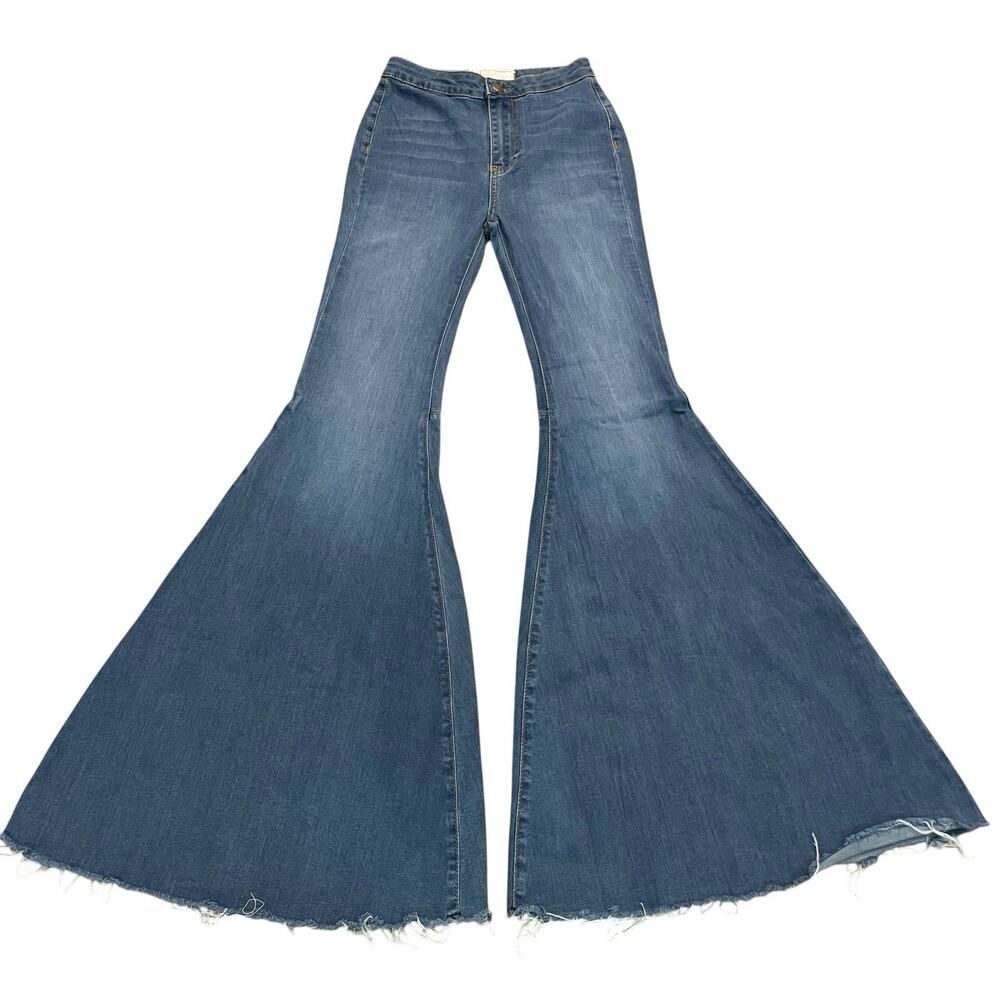 Free People Just Float On Flare Bell Bottom Jeans 24R Stretchy Boho Hippie